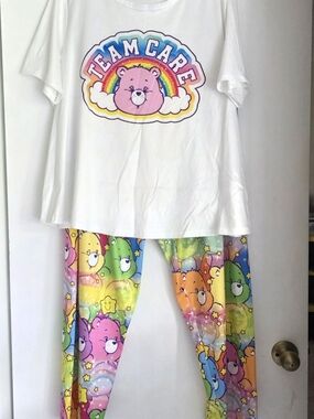 Team Care Rainbow Pajama Set - White Top & Multi-Color Pants 1x